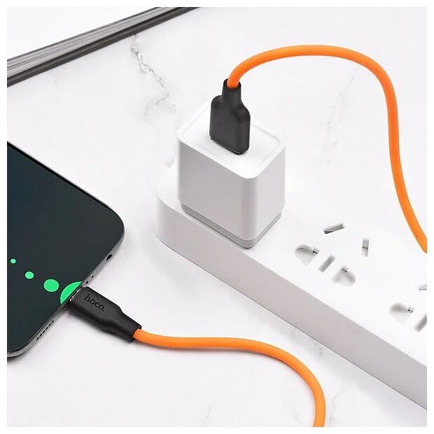 USB кабель HOCO X21 Plus Silicone Type-C, 3А, 1м, силикон (оранжевый/черный) - 5