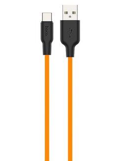 USB кабель HOCO X21 Plus Silicone Type-C, 3А, 1м, силикон (оранжевый/черный) - 4