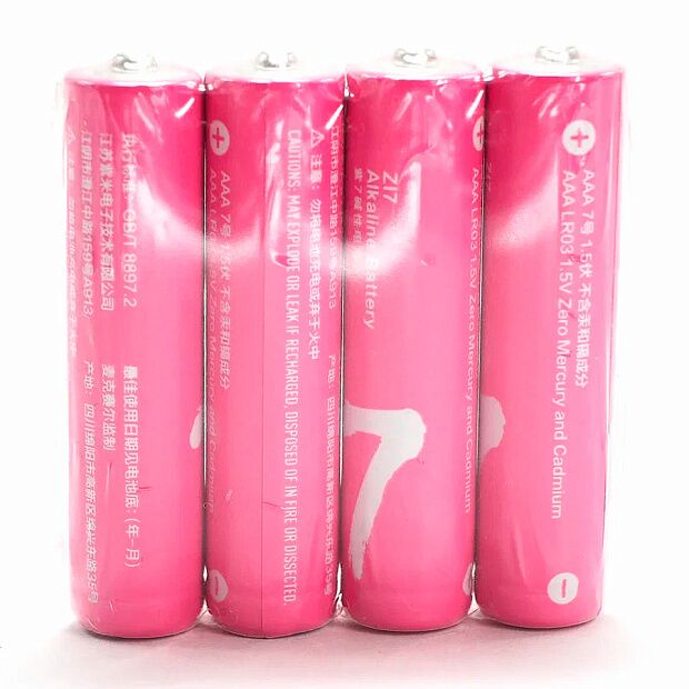 Батарейки алкалиновые ZMI Rainbow Zi7 типа AAA (уп. 4 шт) (Pink) - 3