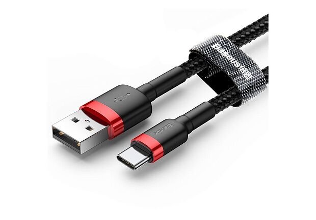 Кабель Baseus Cafule Cable USB For Type-C 3A 1M CATKLF-B91 (BlackRed) - 7