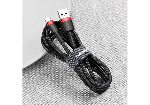 Кабель Baseus Cafule Cable USB For Type-C 3A 1M CATKLF-B91 (BlackRed) - 8