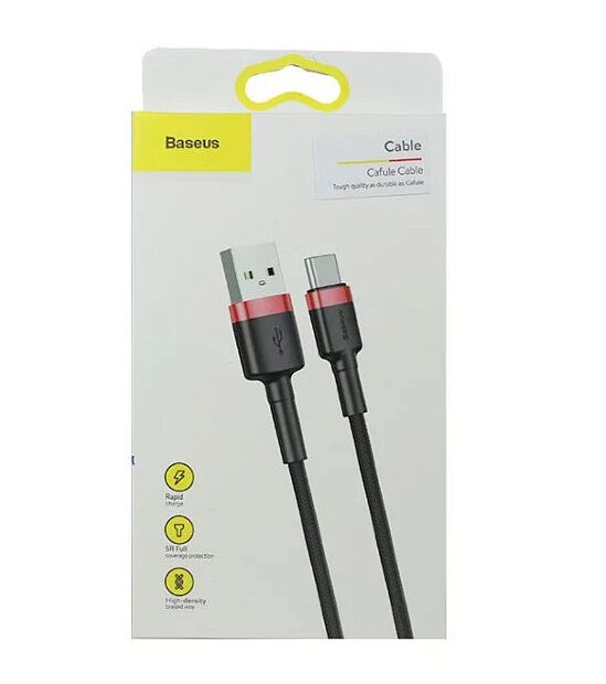 Кабель Baseus Cafule Cable USB For Type-C 3A 1M CATKLF-B91 (BlackRed) - 3