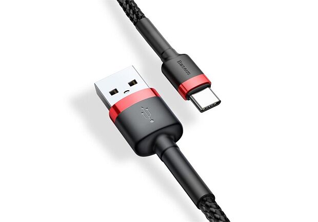 Кабель Baseus Cafule Cable USB For Type-C 3A 1M CATKLF-B91 (BlackRed) - 4
