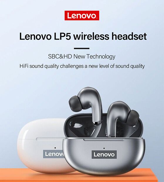 Наушники Lenovo LP5 Live Pods TWS (Grey) - 7