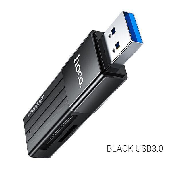 Картридер Hoco HB20 Mindful 2 in 1 USB 3.0/5Gbps, USB-A на microSD, SD (Black) - 4