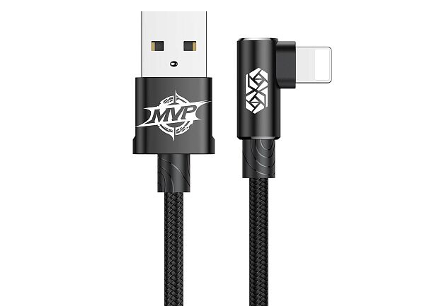 Кабель USB BASEUS MVP Elbow Type, USB - Lightning, 2А, 1 м, черный, угловой - 1