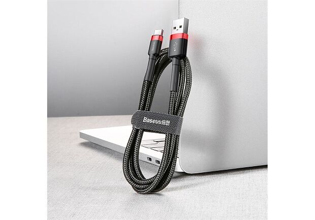 Кабель Baseus Cafule Cable USB For Type-C 3A 1M CATKLF-B91 (BlackRed) - 9