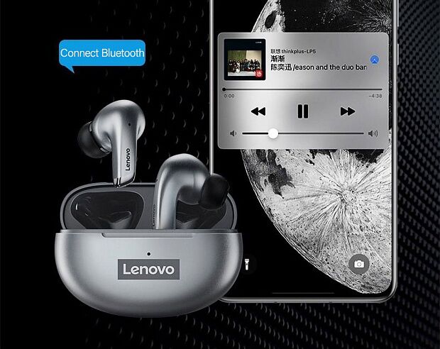 Наушники Lenovo LP5 Live Pods TWS (Grey) - 5