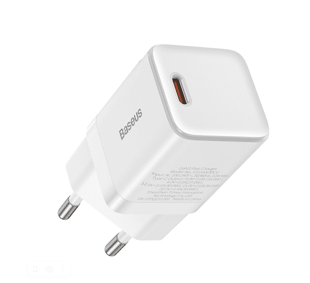 Зарядное устройство BASEUS GaN3 USB-C, 3A, 30W, белый (CCGN010102) - 1